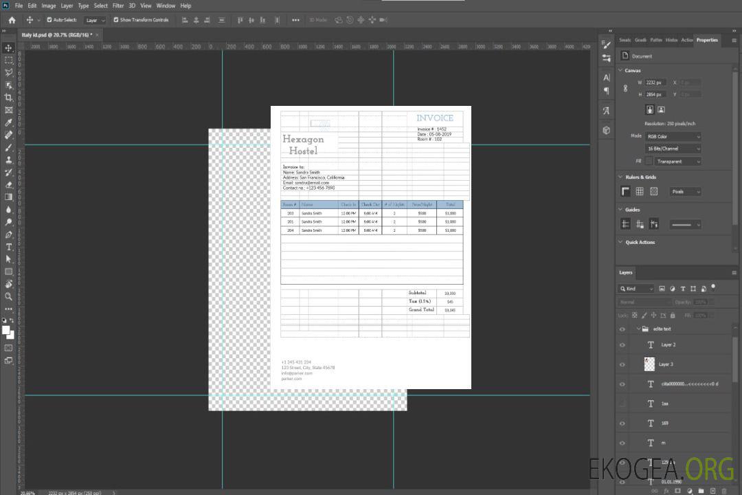 Modèle de facture d'auberge template Modèle de facture d'auberge template